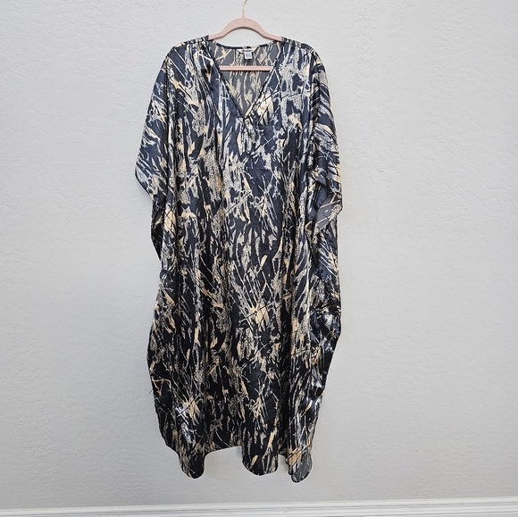 Winlar Other - Winlar Maxi Long Kaftan One Size Gray Tan Long Silky Satin Resort